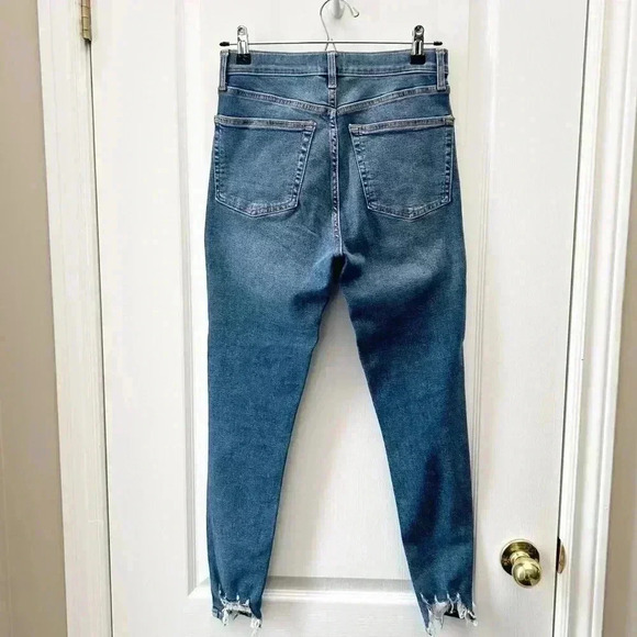 Topshop Jamie High Waisted Skinny Jeans Ankle Cropped Jagged  Hem Blue Size 26 - Picture 5 of 16
